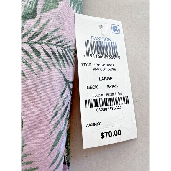 Bar III Men's Hoja Slim-Fit Botanical-Print Dress Shirt Apricot Olive Size Large - Picture 4 of 5